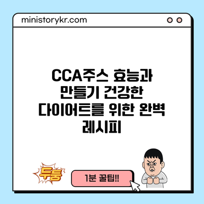 CCA주스 효능과 만들기: 건강한 다이어트를 위한 완벽 레시피