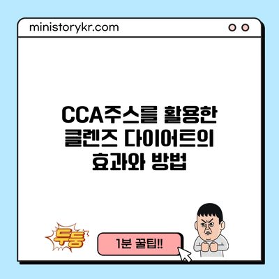 CCA주스를 활용한 클렌즈 다이어트의 효과와 방법