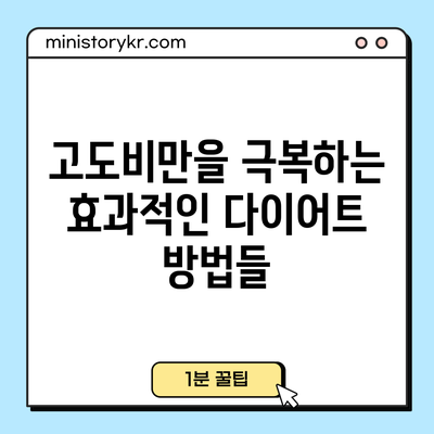 고도비만을 극복하는 효과적인 다이어트 방법들