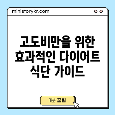 고도비만을 위한 효과적인 다이어트 식단 가이드