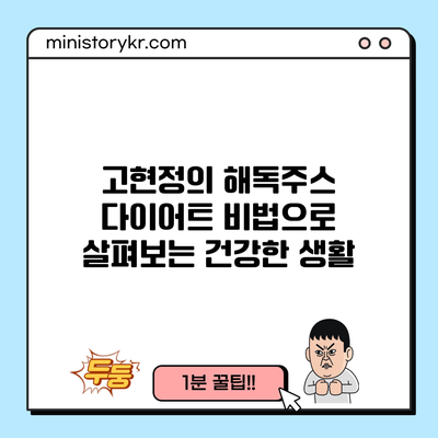 고현정의 해독주스 다이어트 비법으로 살펴보는 건강한 생활