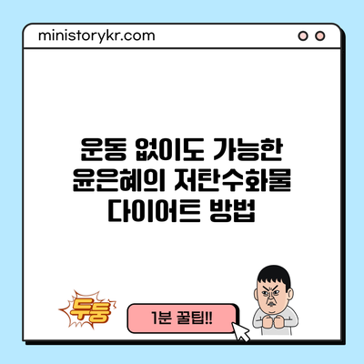 운동 없이도 가능한 윤은혜의 저탄수화물 다이어트 방법