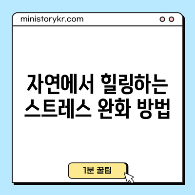 자연에서 힐링하는 스트레스 완화 방법