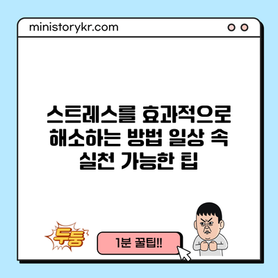 스트레스를 효과적으로 해소하는 방법: 일상 속 실천 가능한 팁