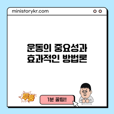 운동의 중요성과 효과적인 방법론