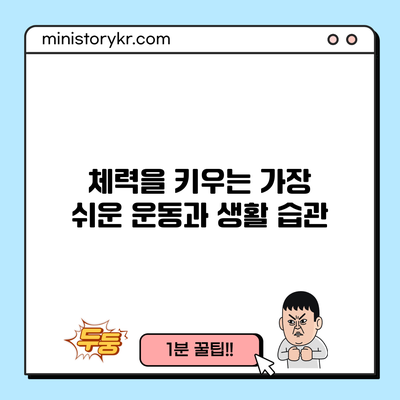 체력을 키우는 가장 쉬운 운동과 생활 습관