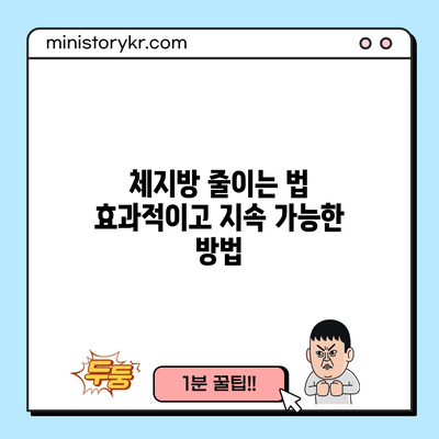 체지방 줄이는 법: 효과적이고 지속 가능한 방법