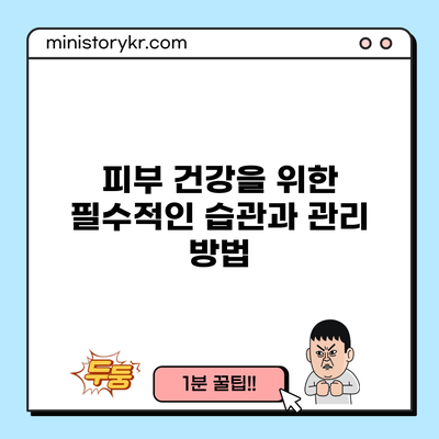 피부 건강을 위한 필수적인 습관과 관리 방법