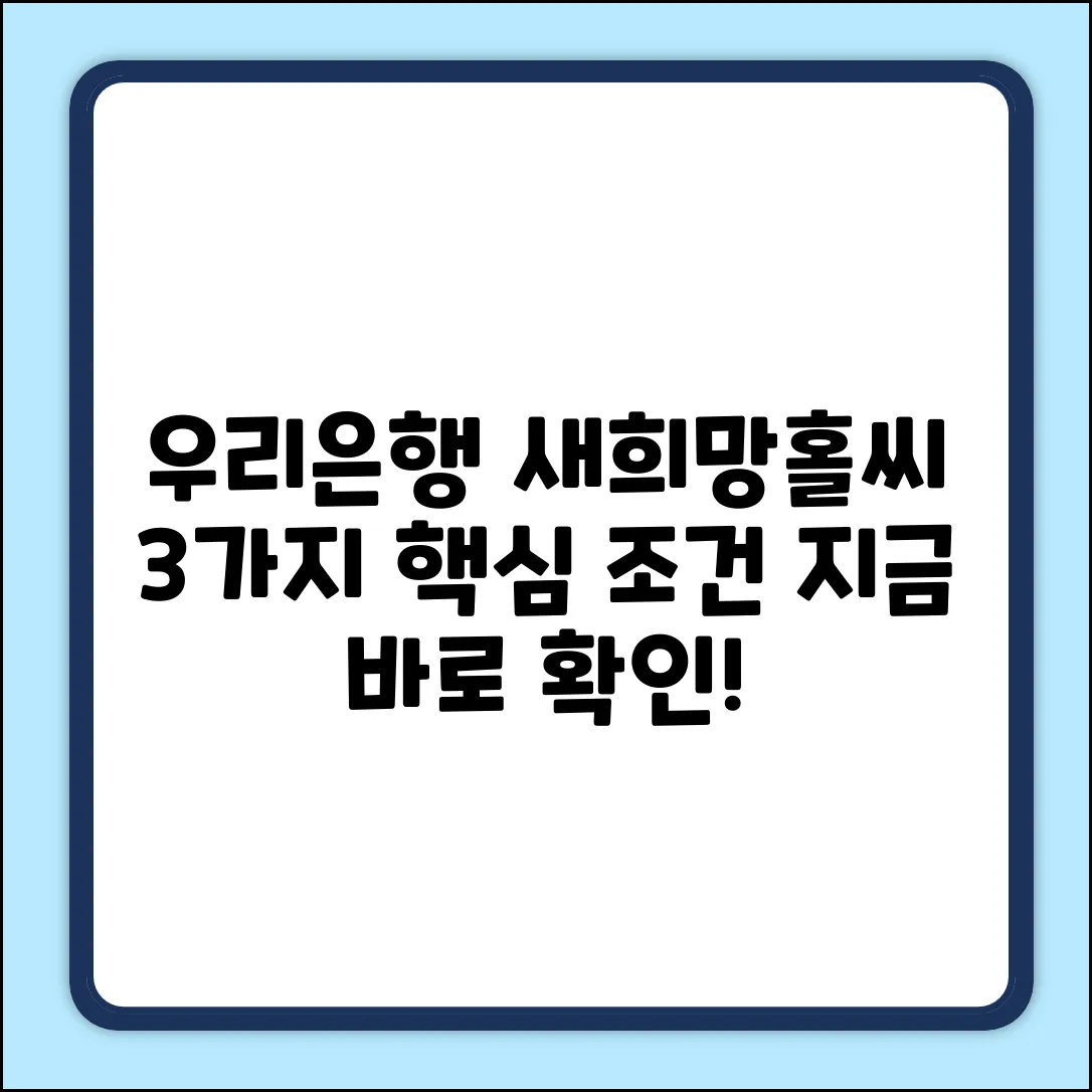 우리은행 새희망홀씨 대출: 3가지 핵심 조건