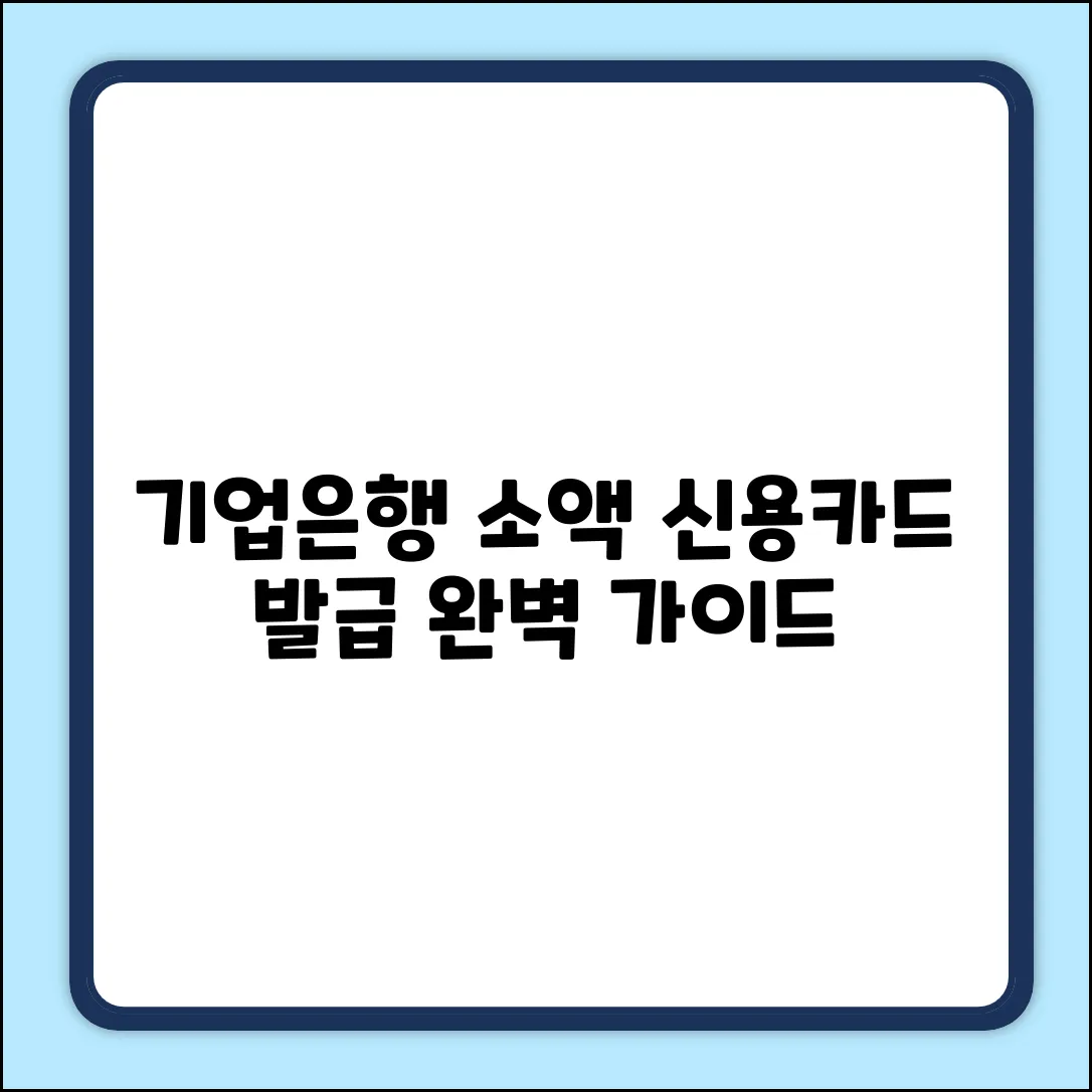 기업은행 소액 신용카드 발급 완벽 가이드