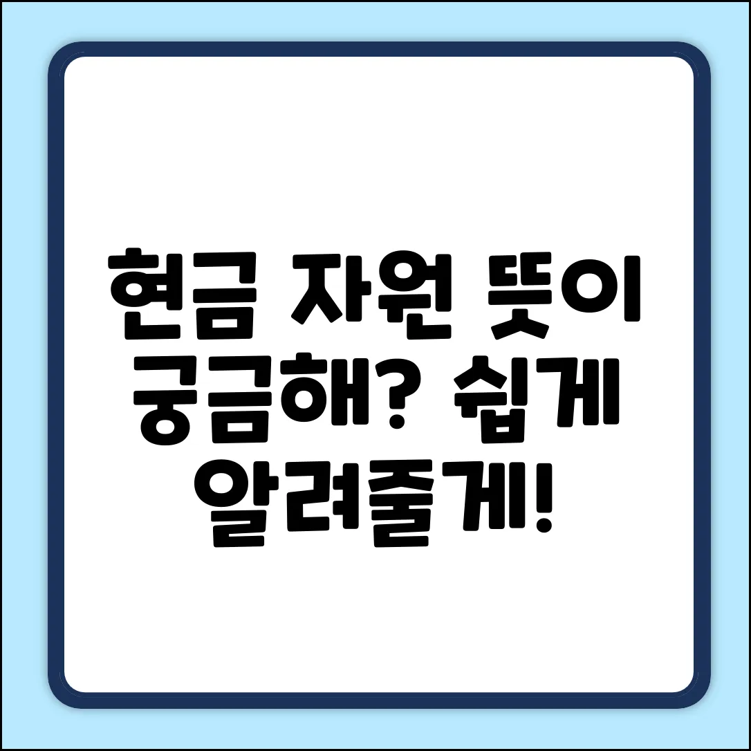 현금자원, 사전적 의미가 궁금하신가요?