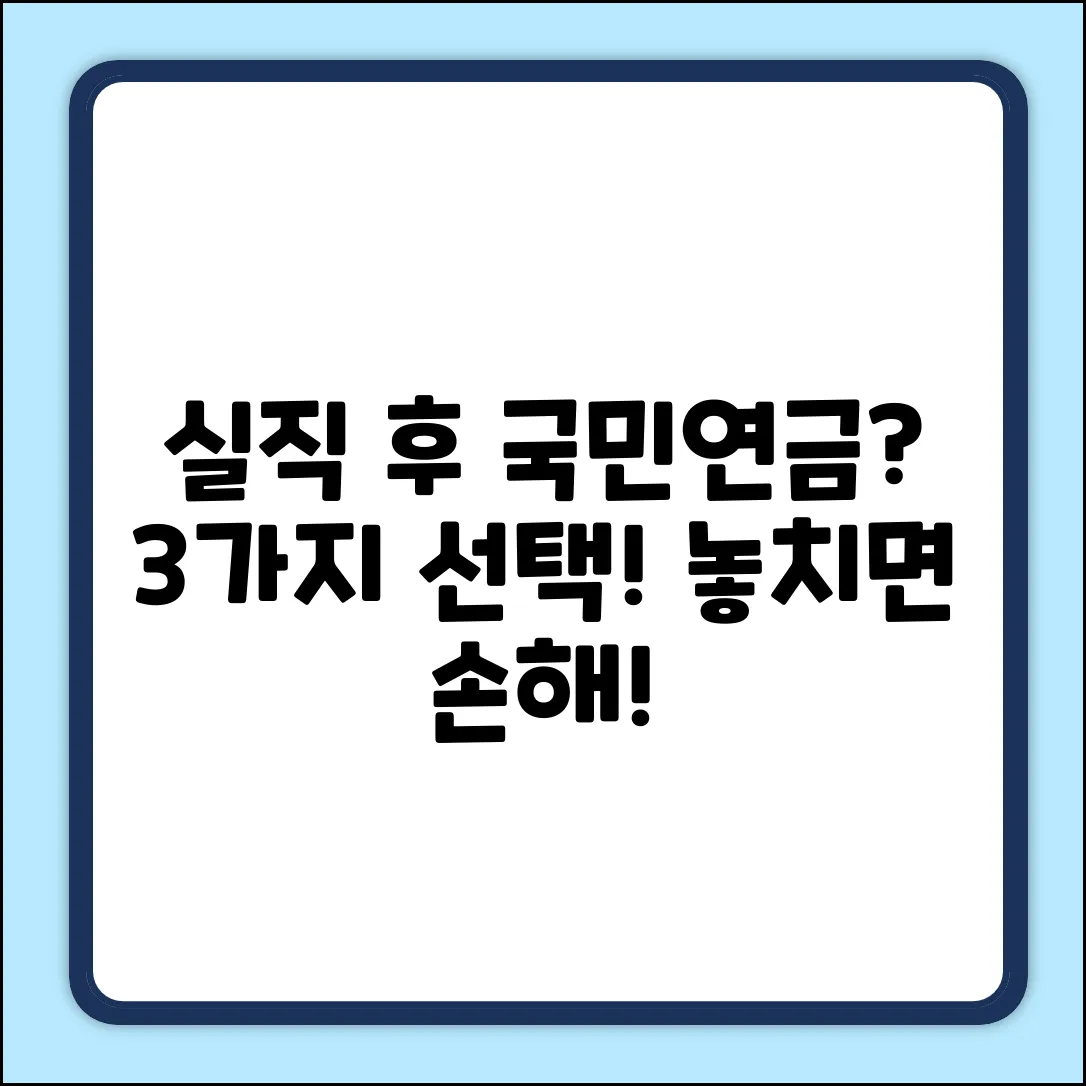 실직 후 국민연금, 3가지 선택지는?