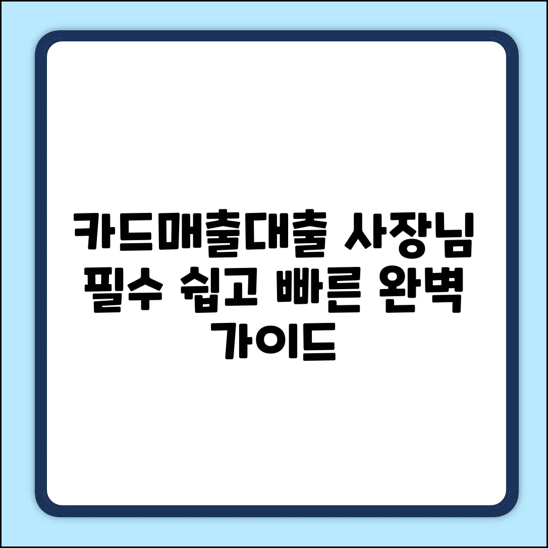 카드매출대출 완벽 가이드: 사장님 필독!