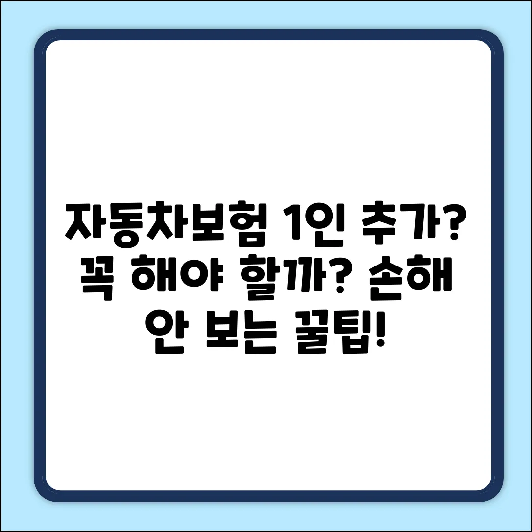 자동차보험 추가 1인, 꼭 해야 할까요?