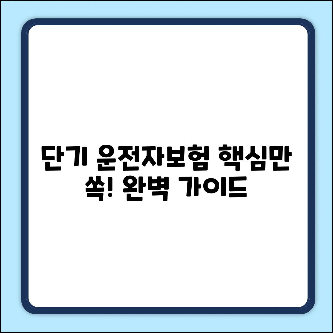단기 운전자보험 완벽 가이드: 핵심만 쏙!